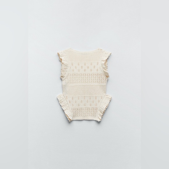 Zara Pointelle Ruffled Knit Top - Picture 5 of 9